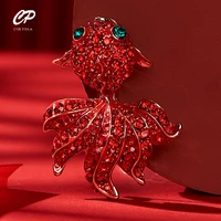 red rhinestone gold fish brooches for women cute animal design brooch pin wedding party jewelry