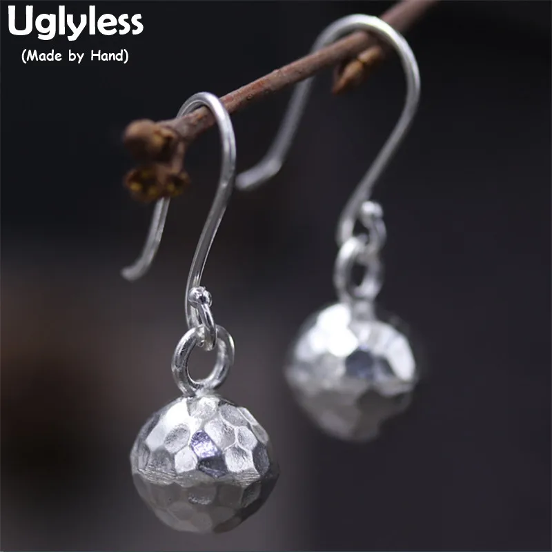 Женские серьги из чистого серебра 925 пробы с неровной лунной поверхностью