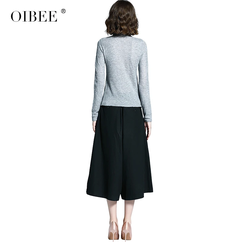 OIBEE2019 осень вязаный женский свитер с высоким воротником Свободный большой размер дикий пуловер Женская рубашка