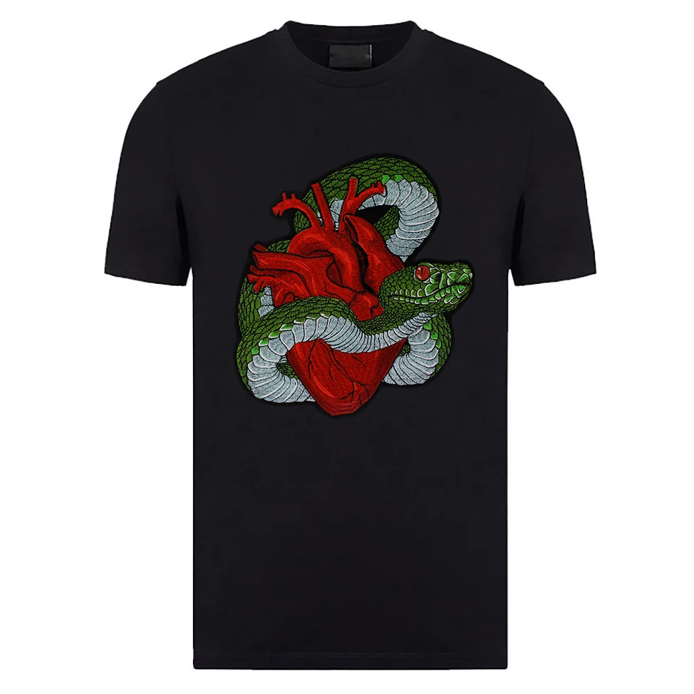 Большая змея вокруг Красного сердца вышитые патчи для куртки одежды наклейки