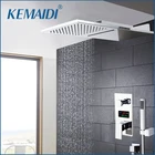 KEMAIDI Chrome Finished Shower Faucet Shower Sets Rainfall Tub Bathtub Rain Square Shower Head Waterfall Shower Faucet Set Tap