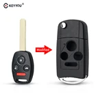 KEYYOU модифицированный складной ключ для Honda Accord Civic Pilot CITY Jazz, CRV 2007, 3 + 1, 4 кнопки, чехол для автомобильного ключа