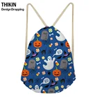 Забавная сумка на шнурке ThiKin 2019 с черепом на Хэллоуин для мальчиков и девочек, детские рюкзаки, женский рюкзак с рисунком из мультфильма