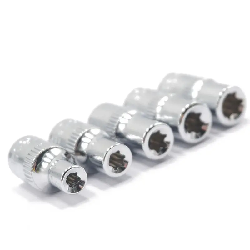 

5PC 1/4 Inch(6.3mm) E-Socket Torx Star Bit Female E Socket Set E4,E5, E6,E7, E8 Star Socket Set Hand Repair Tools Set