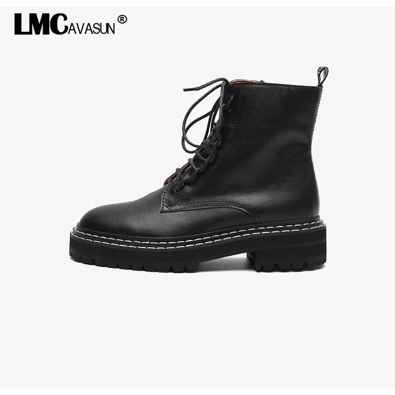 LMCAVASUN/Ботинки martin; зимние ботинки; коллекция года; Модные женские ботинки из мягкой кожи; украшенные тесьмой