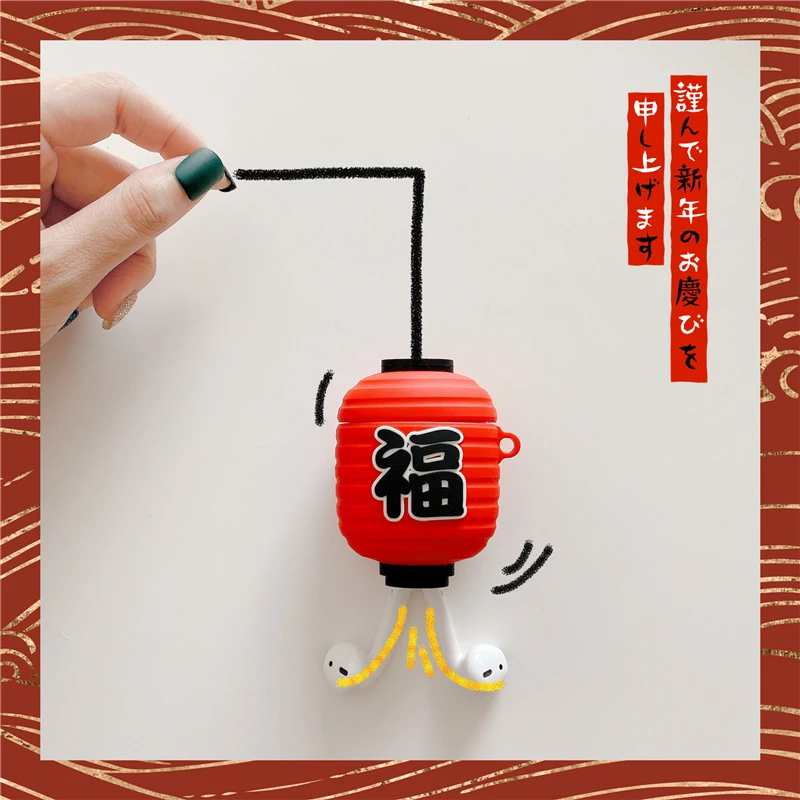 Чехол для наушников Airpods Pro силиконовый чехол с фонариком Lucky Yuanbao Anime мягкий Apple Air