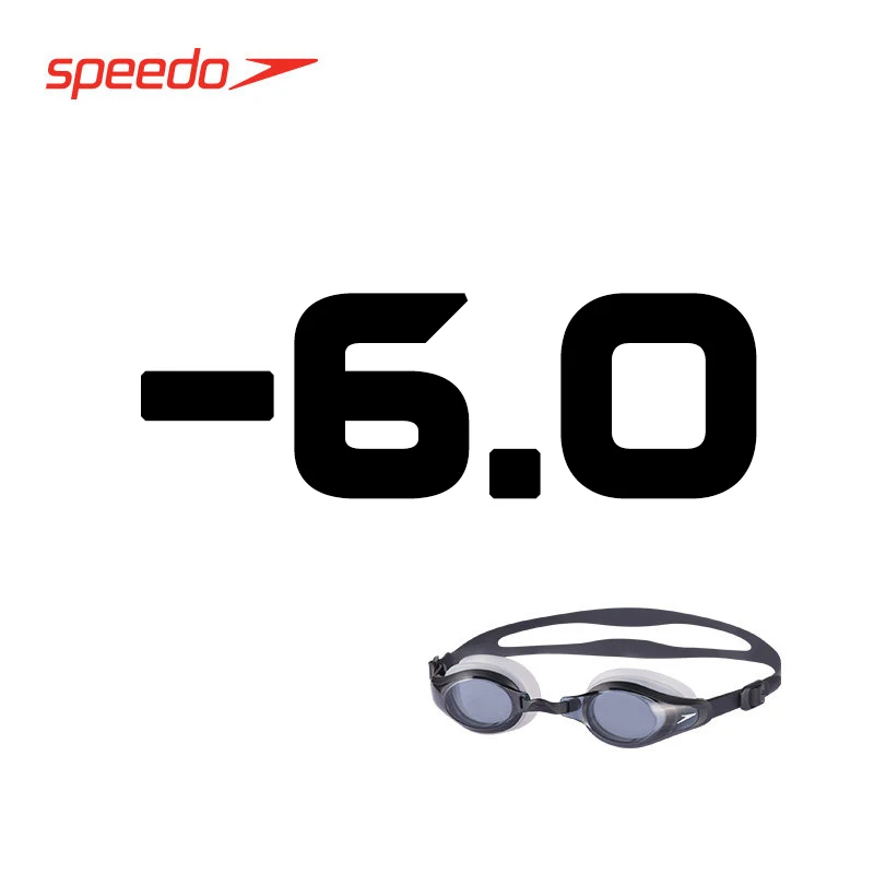 Очки для плавания Speedo, близорукость, очки для плавания, оптические очки, пульс, водонепроницаемые очки для плавания для мужчин и женщин, 150~ 800 градусов - Цвет: Black -6.0 Degree