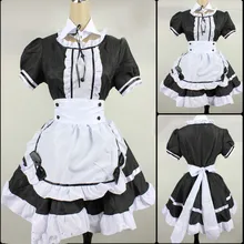 M-5XL Plus Size Arpon Maid Lace Mini Dress Cute Lolita Halloween Costume Girls Kawaii Anime Outfit Cotton Short Sleeve For Women