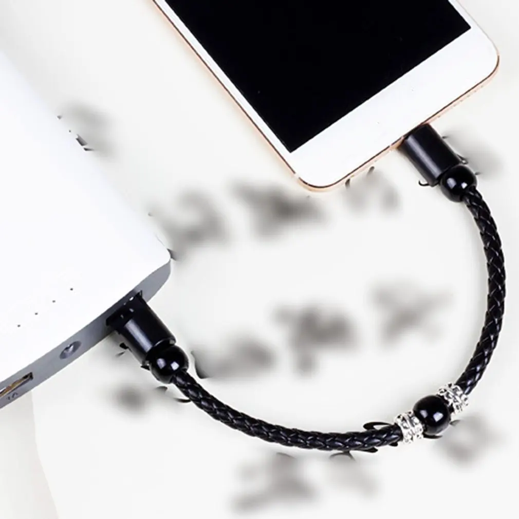 Кожаный мини-браслет с Micro USB-кабелем Android Type C женское зарядное устройство для iPhone