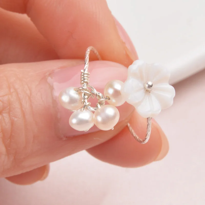 Женское кольцо из серебра 925 пробы с натуральным жемчугом|Кольца| |