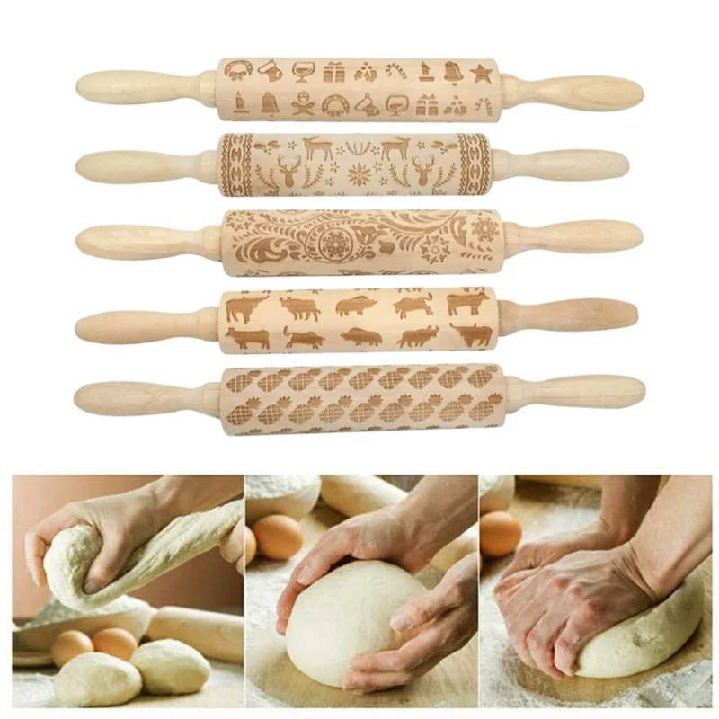 Рождественская Скалка rouleau a patisserie walek do ciasta patisserie outils аксессуары douille patisserie Xmas