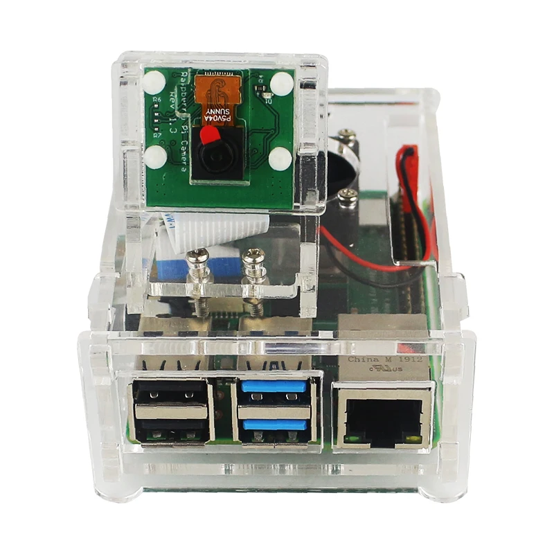 Прозрачный акриловый чехол для корпуса с кронштейном камеры Raspberry Pi 4 Model B новый и