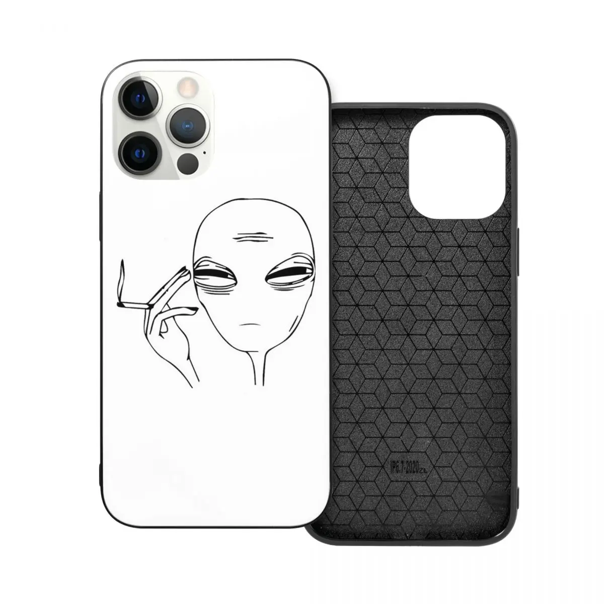 

Smoking Alien PC Glass TPU Phone Case for iPhone 13 12 11 Xs Xr X Pro Max Mini 7 8 Se2 Plus 6 6S