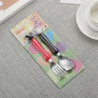 2pcs childrens fork spoon set mother and baby gift tableware cartoon mickey mouse minnie mickey baby birthday gift