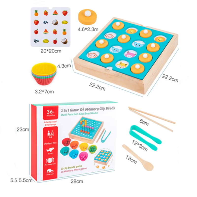 

Four-in-one Clip Bead Memory Chess Children Early Education Training Hand-eye Coordination Memory Cognitive Chess Wooden Toys