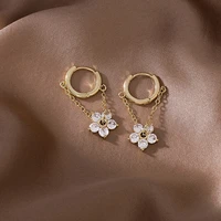 south korea fashion elegant high quality zircon geometry flower girls earrings gift banquet party womens jewelry earrings