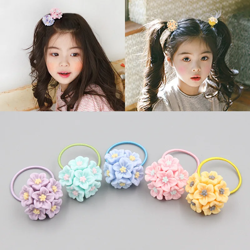 

New Kids Hair Accessories Rubber Bands Rope Elastic Girls Flower Scrunchie Ponytail Holder Children Girls Cute Cartoon Hair Ties