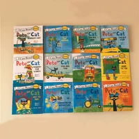 4 books 13x13cm picture books for kids children baby english pete cat series storybook child iq eq training bedtime stories book