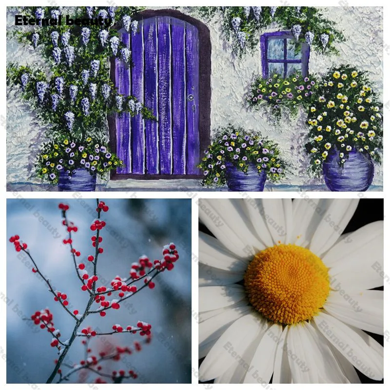 

Flowers 5D Diamond Painting Full Drill Iamond Embroidery Landscape Wall Art Oil Picture Rhinestones Mosaic Handmade Home Decor