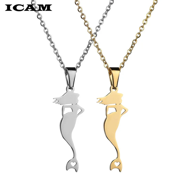 ICAM горячая Распродажа из нержавеющей стали счастливый Русалка Принцесса