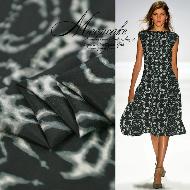 19 Весна новый принт 100% шелк креп ткань для женщин платье пальто 140 см Ширина 16Momme