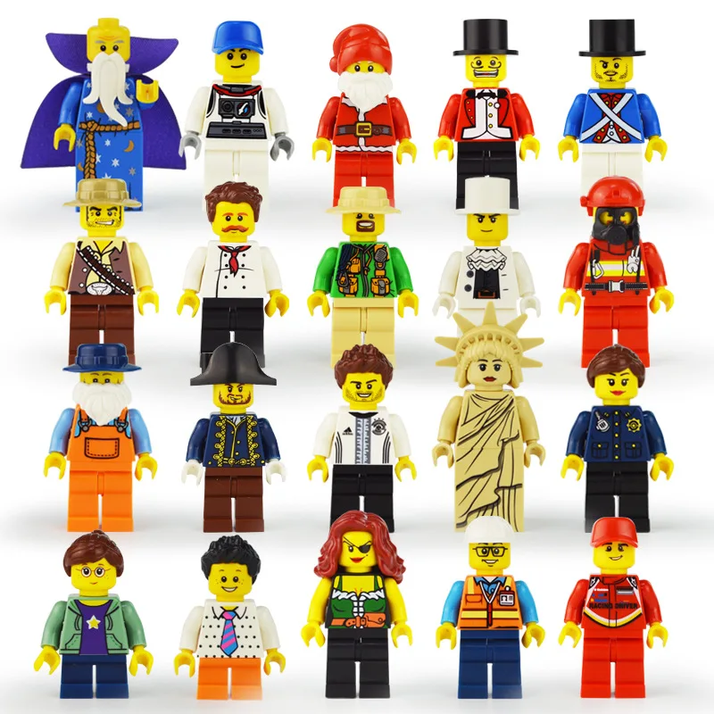 children 20 mini city professional people jewelry cartoon doll minifigure accessories assembled building block toy gift for kids free global shipping