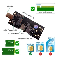 ngff m 2 to usb 3 0 adapter expansion card with dual nano sim card slot for wlanlte 3g4g5g module support m 2 key b 30423052