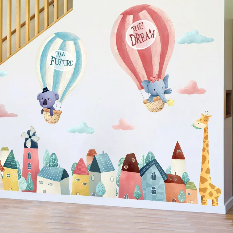 

Multicolor Large size Cartoon Candy Town Wall Stickers for Kids room Bedroom Nursery Eco-friendly Vinyl Wall Decals DIY Murals