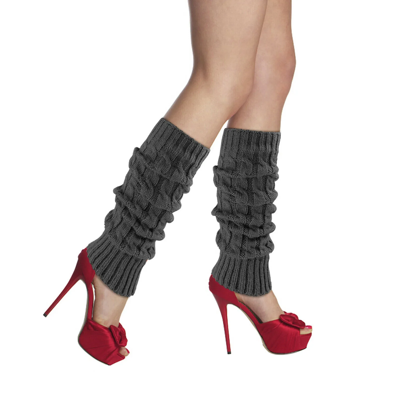 Женские вязаные грелки для ног зимние крючком Модные женские леггинсы грелка