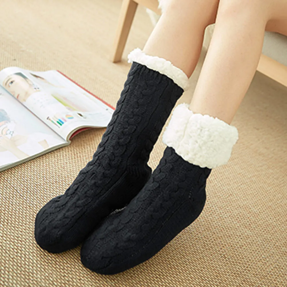 

Newly Soft Thick Warm Snowflake Slipper Socks Winter Knit Fleece Pregnant Women Men Home Office Socks m99