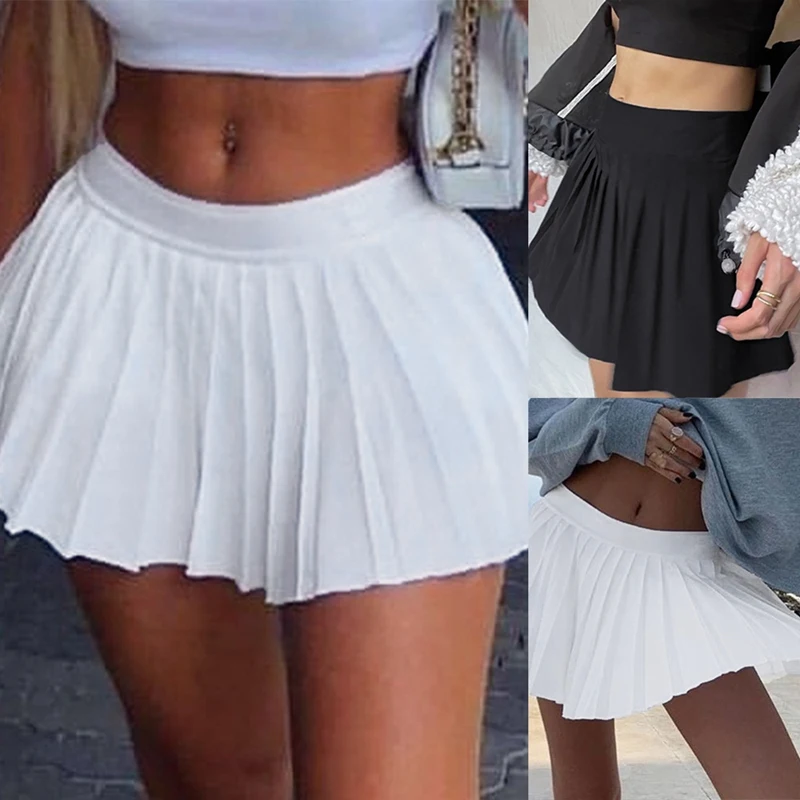 

Summer Solid Color Pleated Sports Fashion Casual Pleated Skirt