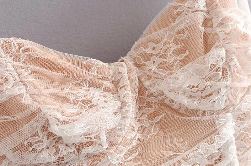 

Vintage white lace top summer crop top zip backless sexy pleated stretch custom-made fabric holiday beach tops vestidos