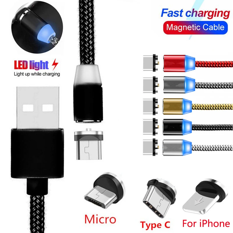 Фото Магнитный Micro USB светодиодный кабель для быстрой зарядки Samsung J1 J2 J3 J5 J7 2016 A3 A5 A7 2017 S10