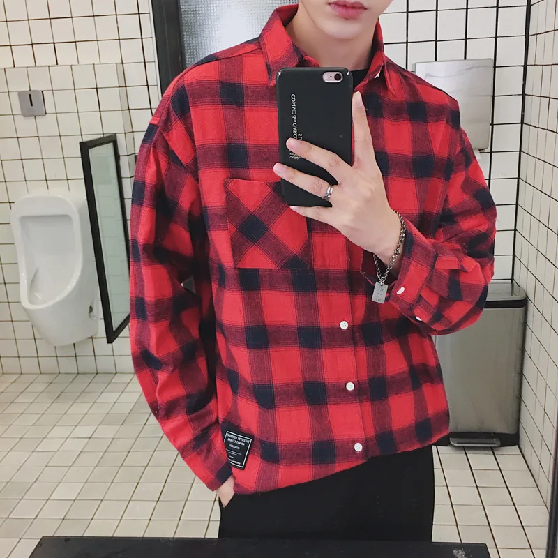 EWQ 2019 Весна новое поступление мужская рубашка с длинными рукавами Повседневная