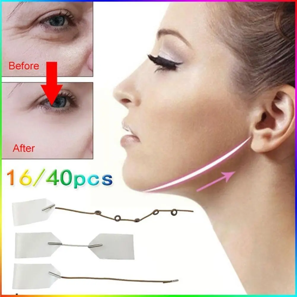 

16/40 шт., невидимые V-образные клейкие ленты для лица