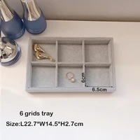 factory price 22 714 5cm 612 grids black pu leather gray ice velvet jewelry tray earrings ring necklace pendants storage tray