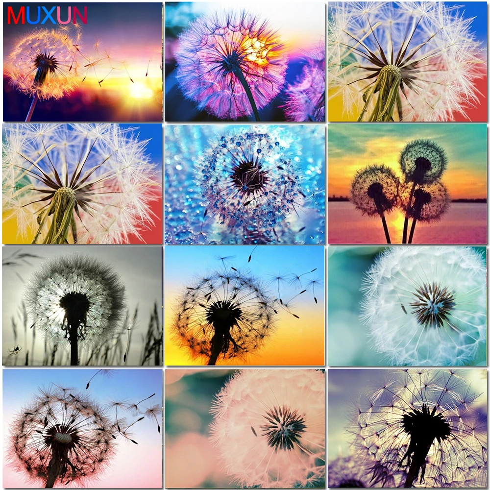 

Алмазная 5D картина «сделай сам», картины с одуванчиком, алмазная вышивка с полным заполнением, Круглый пейзаж, алмазная вышивка, домашний де...