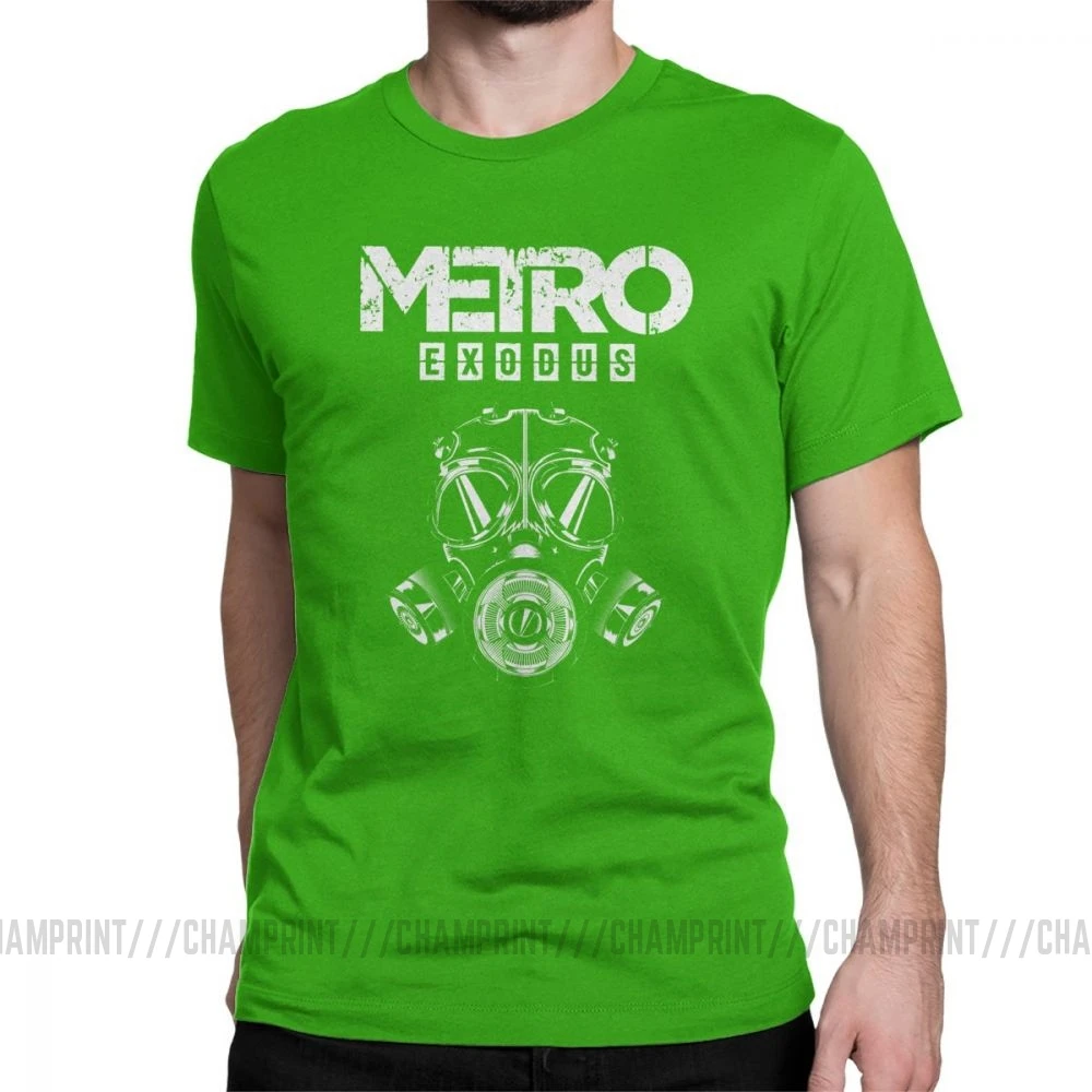 Мужская футболка Metro Exodus, футболки, противогаз, токсичные игры, игры Artyom Haunter, футболки с короткими рукавами, круглый вырез, одежда из чистого хлопка - Цвет: Зеленый
