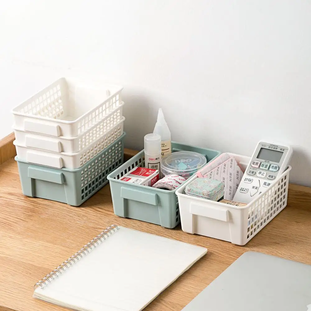 

2 Styles/set Small Desktop Storage Basket Plastic Load Office Supplies Finishing Rectification Miscellaneous Storage Box