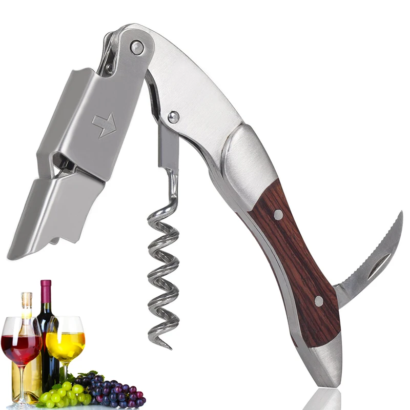 Professional Red Wine Opener Wood Handle Multifunction Portable Screw Beer Wine Corkscrew Kitchen Tools Wine Beer Bottle Opener
