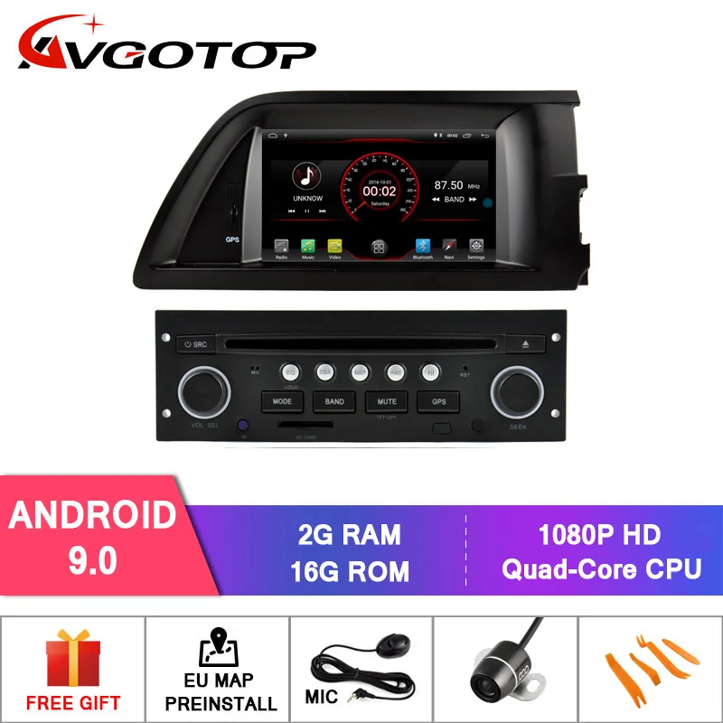 AVGOTOP Android 9 автомобильный DVD плеер радио навигация для CITROEN C5 MP3 MP4 Wifi GPS