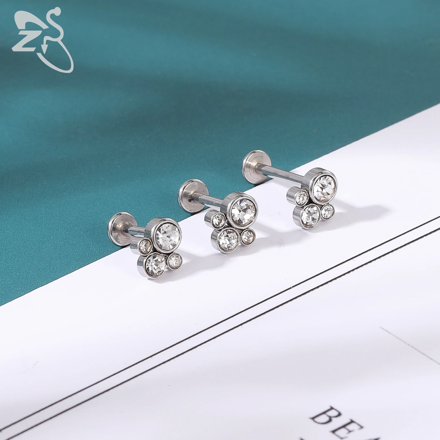 Пирсинг для губ ZS 10-15 шт./лот украшение из нержавеющей стали 316L с разноцветными