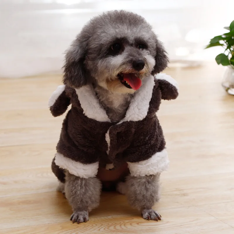 Утолщенная теплая плюшевая одежда для домашних животных собак кошек худи