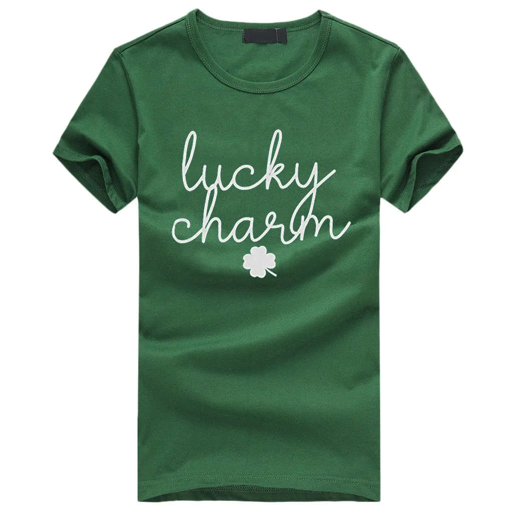 Новая футболка Топы женские День Святого Патрика Зеленый Круглый вырез короткий