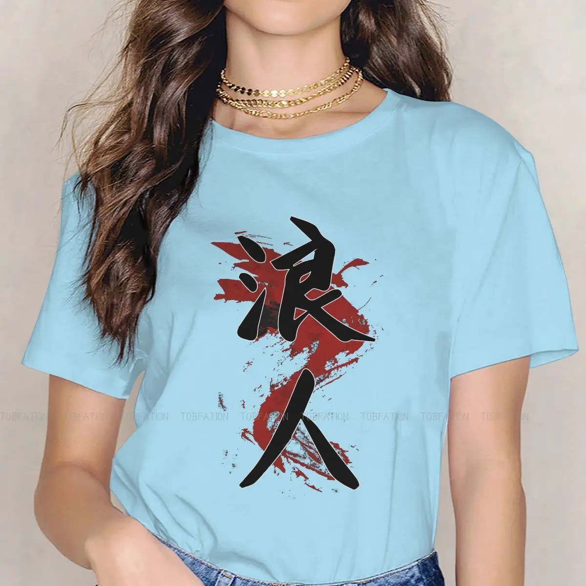 

Ronin Kanji O Neck TShirt Bushido Bushi Buke Samurai Warrior Fabric Basic T Shirt Woman Individuality 4XL Hot Sale