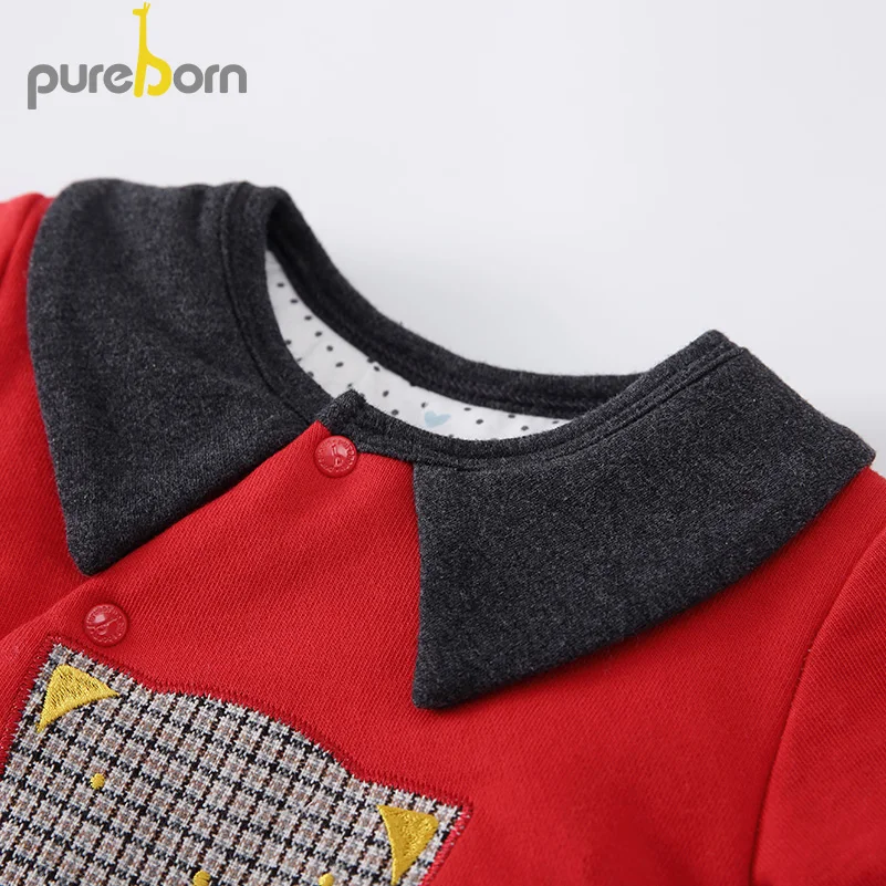 Pureborn/комбинезон для новорожденных; хлопковый стеганый хлопковый комбинезон с хлопковой подкладкой; теплый комбинезон для маленьких мальчиков; Одежда для девочек