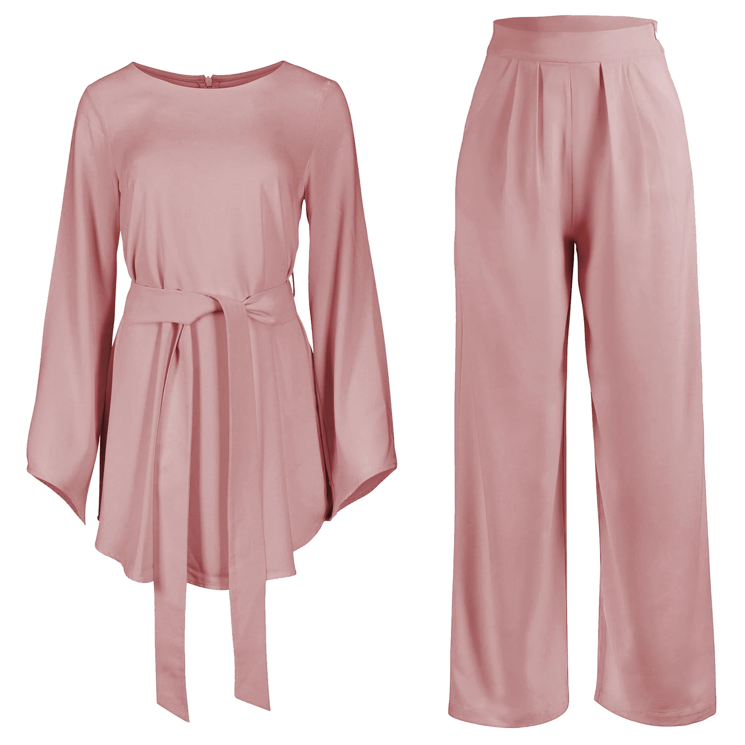 

turkey Two Piece Sets Tops Pants Women Dubai Muslim Abaya Lace-up outfits Kaftan Islamic Clothing musulman ensembles Dress suits