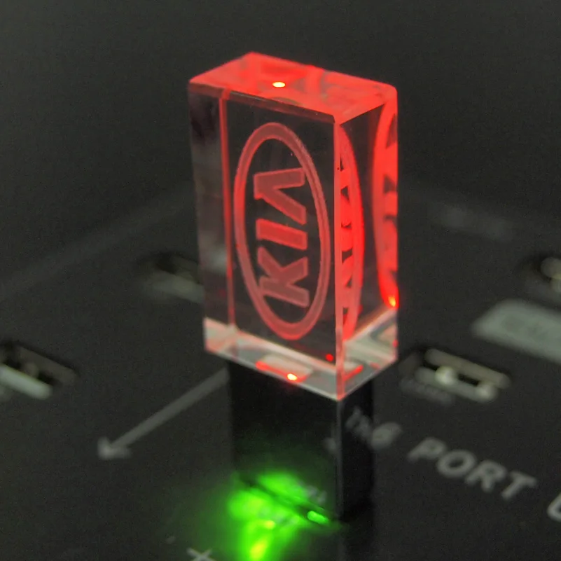 Кристалл USB флэш накопитель светодиодный KIA Логотип Автомобильный металл Pendrive 2 0