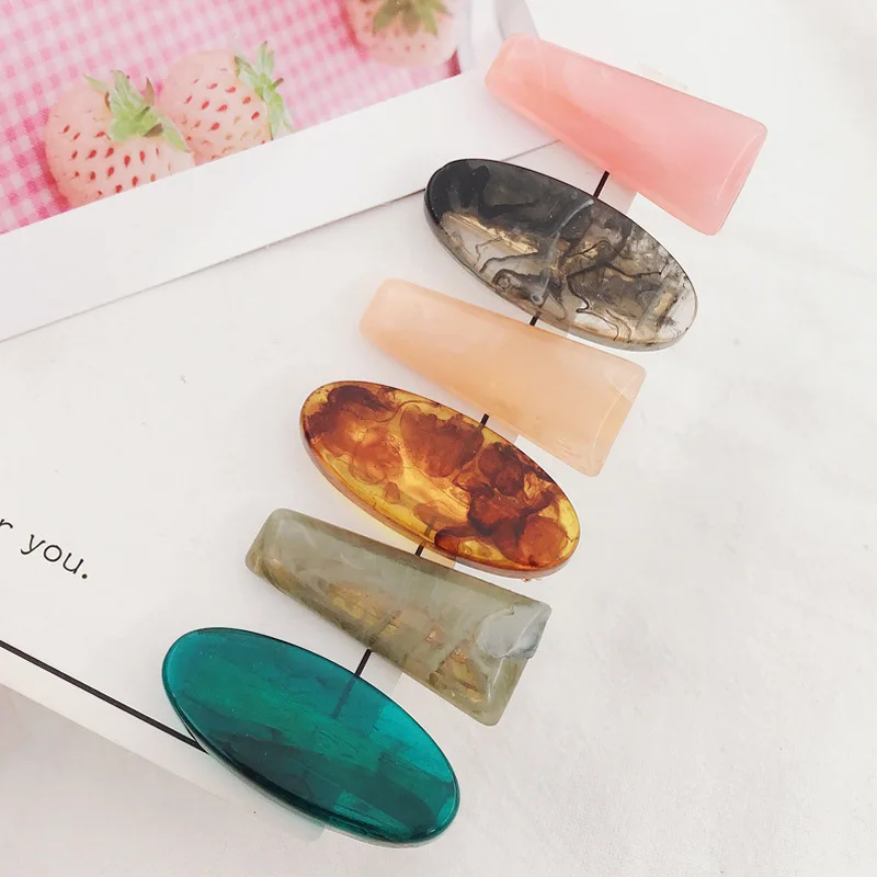 2PCs/Set Women Girl Cute Acetate Small Rectangle Oval Hairpin Headwear Hair Clip Barrette Headband Fashion Accessories 2019 on - 2 штуки/набор Женщины Девушки Милые Ацетатные Маленькие Прямоугольные Овальные Заколки для Волос Головные Уборы Аксессуары 201
