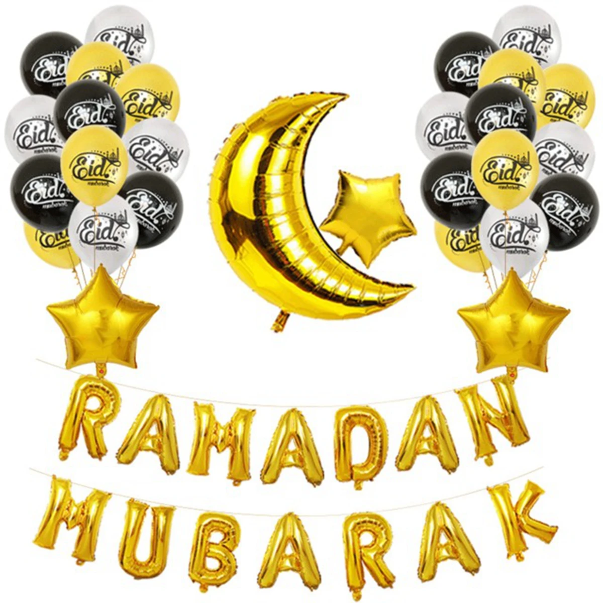 

29Pcs Balloons Set Eid Mubarak Decoration Moon Stars Ramadan Mubarak Islamic Muslim Eid al-fitr Decoration Supplies